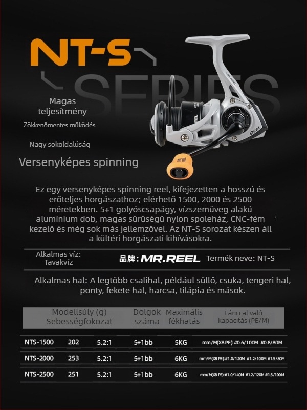 MR.REEL spinningorsó horgászatra hosszú dobásokkal és fém rocker kar