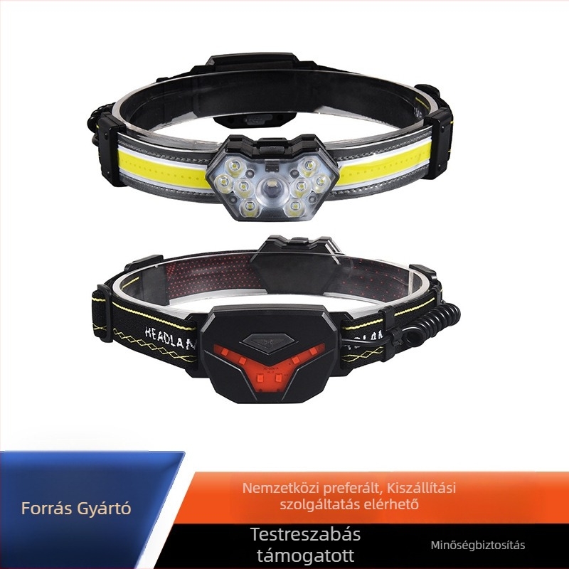 LED fejlámpa, újratölthető 15W, 1200mAh, kültéri világítás, fénysugár 100–200 m