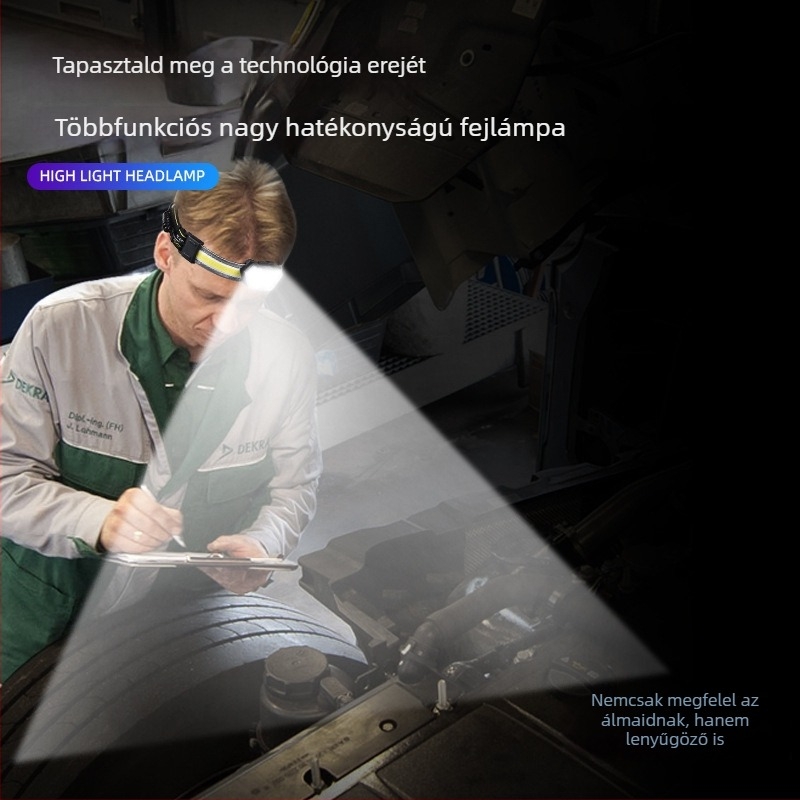 LED fejlámpa, újratölthető 15W, 1200mAh, kültéri világítás, fénysugár 100–200 m