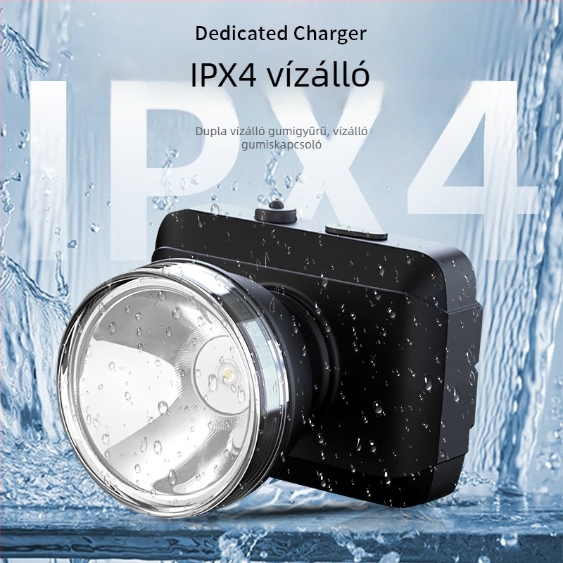 LED-fejlámpa újratölthető, kültéri használatra – 100–200 m fényhatótáv, 5–9 óra működési idő