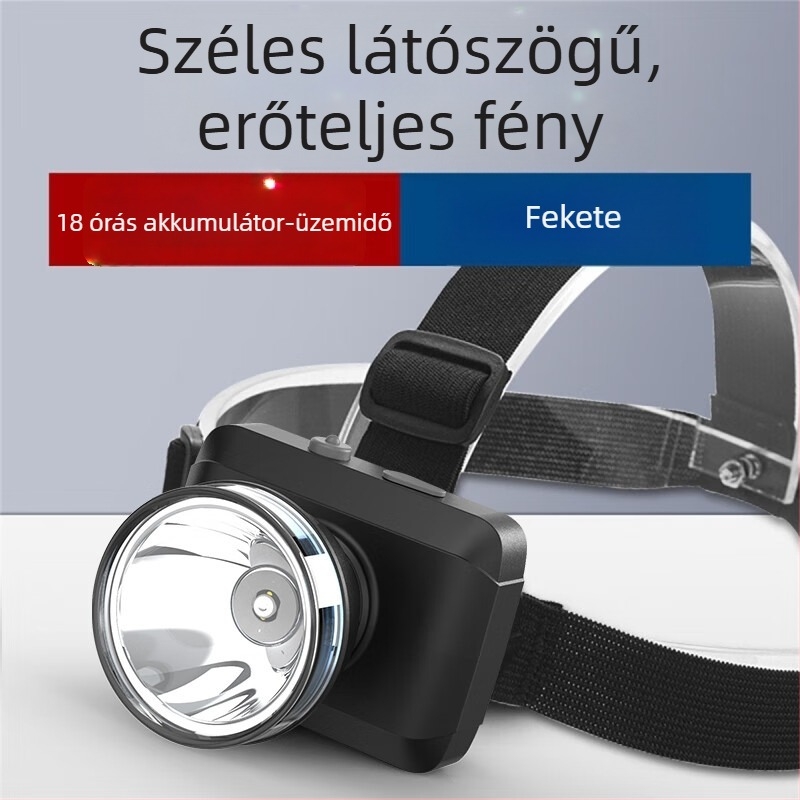 LED-fejlámpa újratölthető, kültéri használatra – 100–200 m fényhatótáv, 5–9 óra működési idő