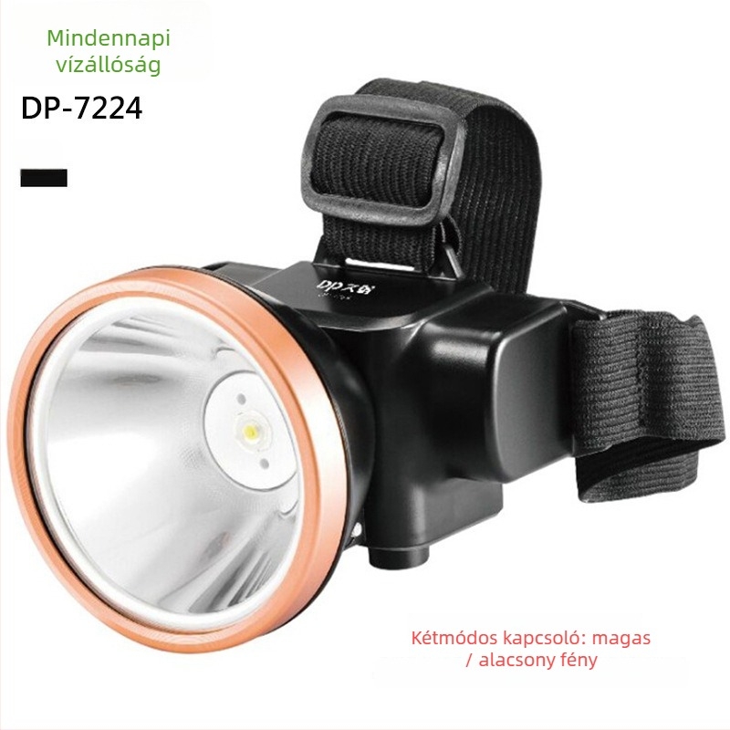 LED-fejlámpa újratölthető, kültéri használatra – 100–200 m fényhatótáv, 5–9 óra működési idő