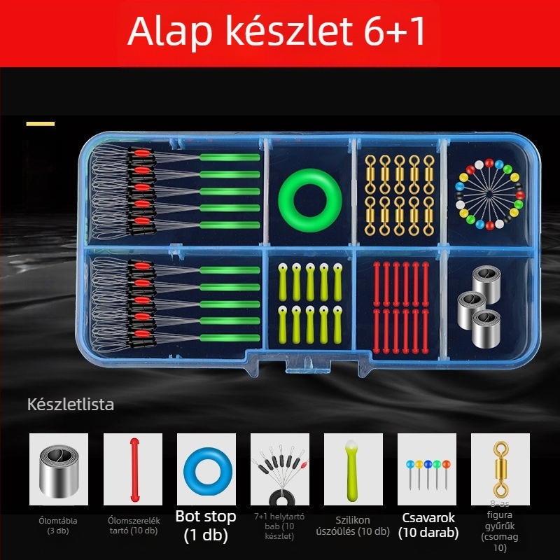Karpi horgászfelszerelés-készlet — horogkészlet, ólomszegélyek, space beans, tömeges damil