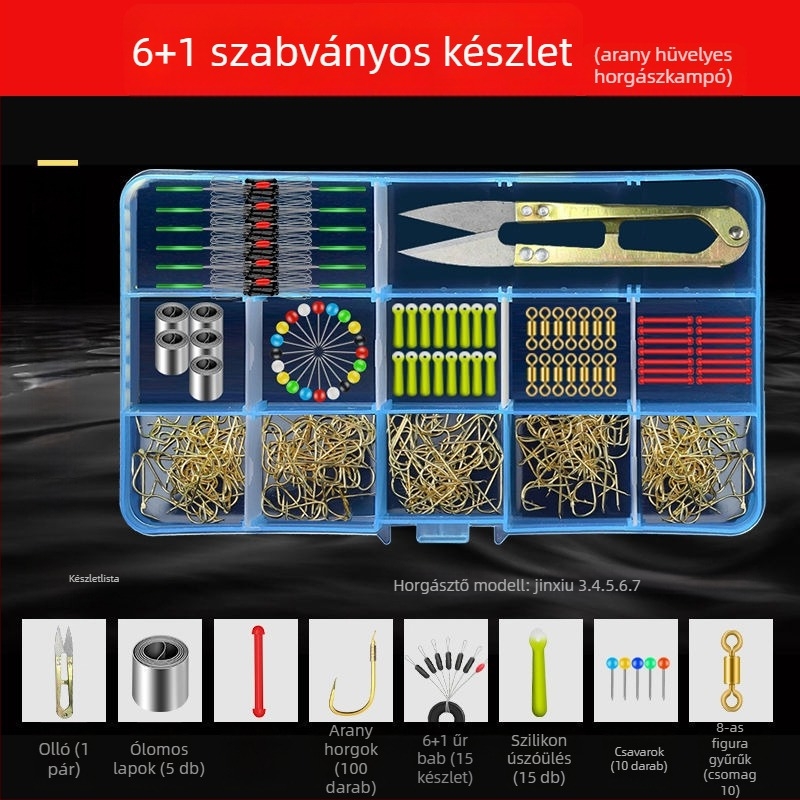 Karpi horgászfelszerelés-készlet — horogkészlet, ólomszegélyek, space beans, tömeges damil