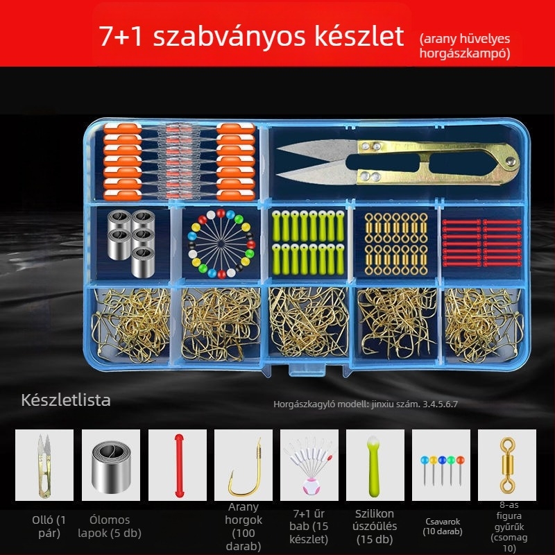Karpi horgászfelszerelés-készlet — horogkészlet, ólomszegélyek, space beans, tömeges damil