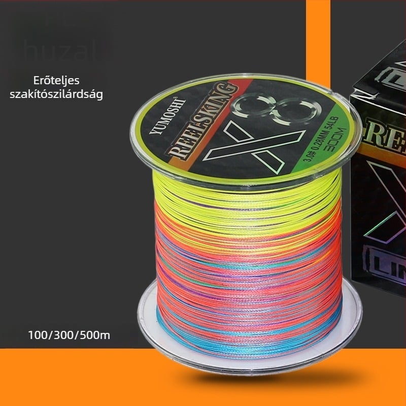 8-szálas PE horgász zsinór hosszú távú dobásra, fő zsinór, nagy húzóerő, kopásálló, harapásálló