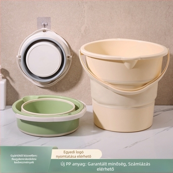 Összecsukható vízvödör kempingezéshez — TPE anyag, kerek forma, aktív fogantyú, hideg és forró vízhez alkalmas