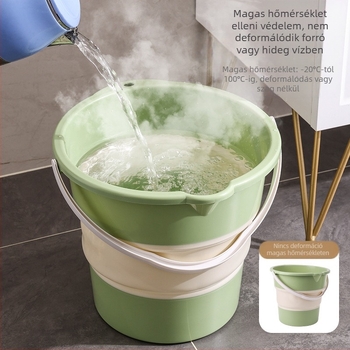 Összecsukható vízvödör kempingezéshez — TPE anyag, kerek forma, aktív fogantyú, hideg és forró vízhez alkalmas