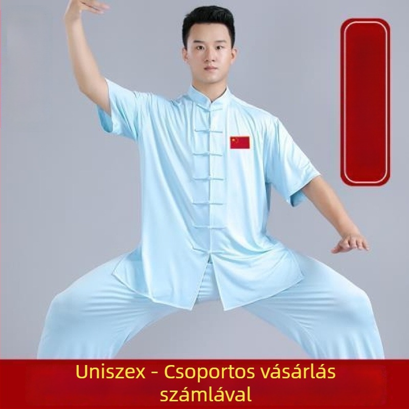 Tai Chi ruházat férfiak és nők számára, tavasz-nyár, pamut-selyem keverék edzéshez és Qi Gonghoz