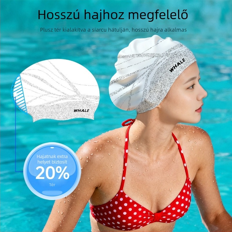 Whale szilikon úszósapka – uniszex felnőtteknek, nyomtatott minta, úszás és vízi sportokra