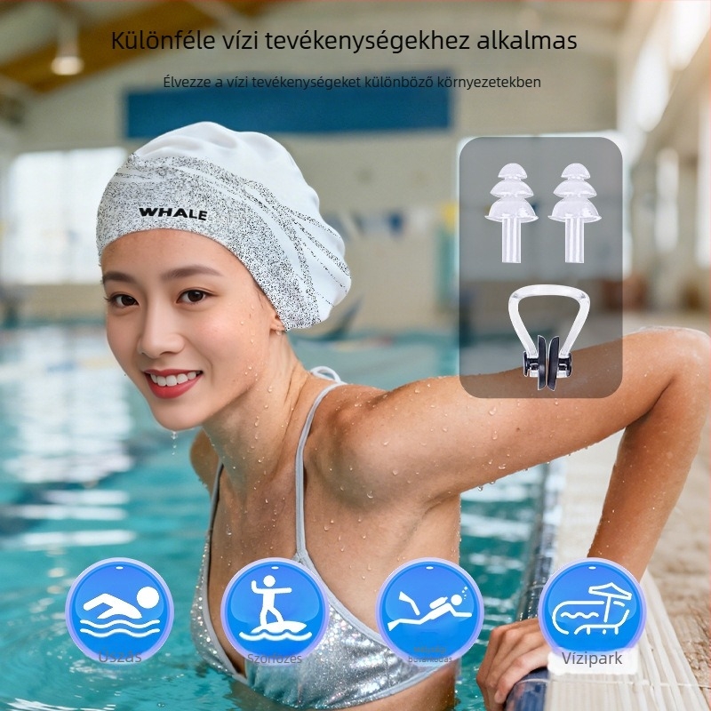 Whale szilikon úszósapka – uniszex felnőtteknek, nyomtatott minta, úszás és vízi sportokra