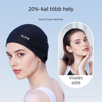 Uniszex úszósapka hosszú hajúaknak, laza illeszkedés, nagy méret, stílusos megjelenés, vízálló fülvédő, textil sapka felnőtteknek