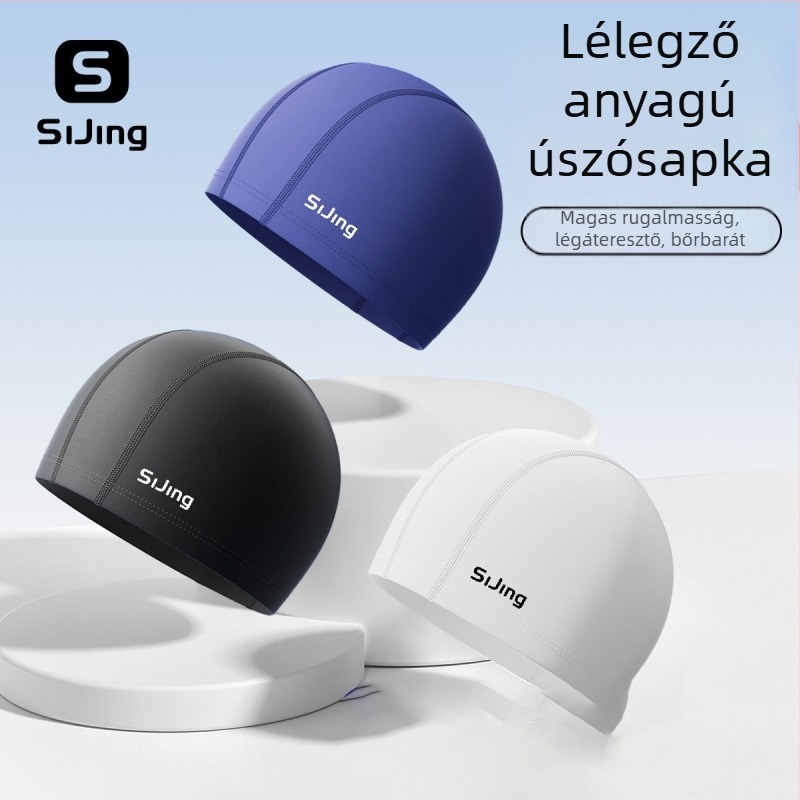Uniszex úszósapka hosszú hajúaknak, laza illeszkedés, nagy méret, stílusos megjelenés, vízálló fülvédő, textil sapka felnőtteknek