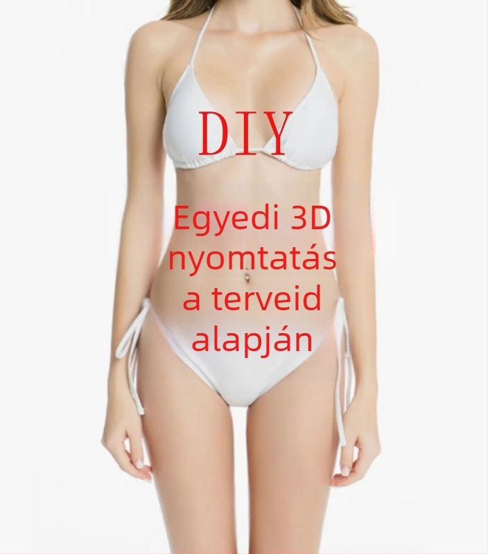 Női kétszín bikini – háromszög felső pántokkal, poliészter/elastán 95% és Lycra bélés 95%, párnázás nélkül