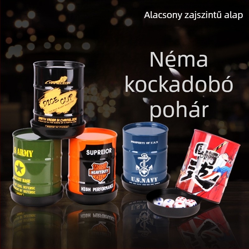 Olajoshordó formájú kocka pohár készlet bárhoz és otthonra, halk shaker, színes poharak