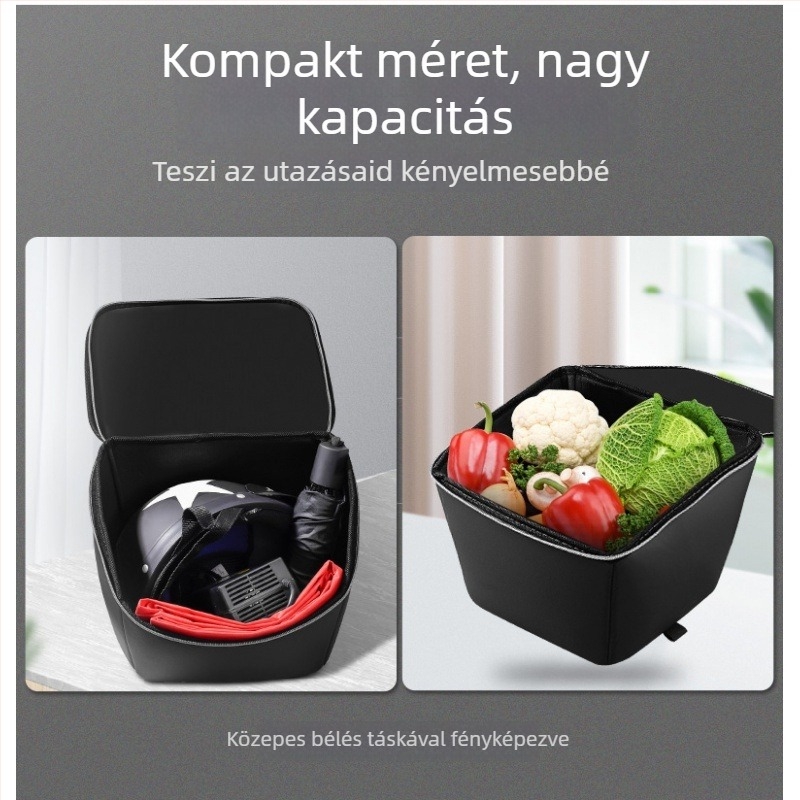 Kerékpár első kosárba illő táska, bőr, vízálló, 5 L kapacitás, modell 123