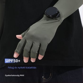 UV-védő kesztyű - félujjas kivitel, légáteresztő ice silk, gyorsan száradó, csúszásmentes, érintőképernyő-kompatibilis