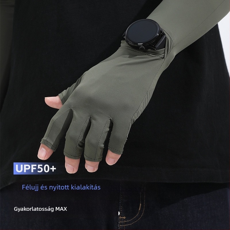 UV-védő kesztyű - félujjas kivitel, légáteresztő ice silk, gyorsan száradó, csúszásmentes, érintőképernyő-kompatibilis
