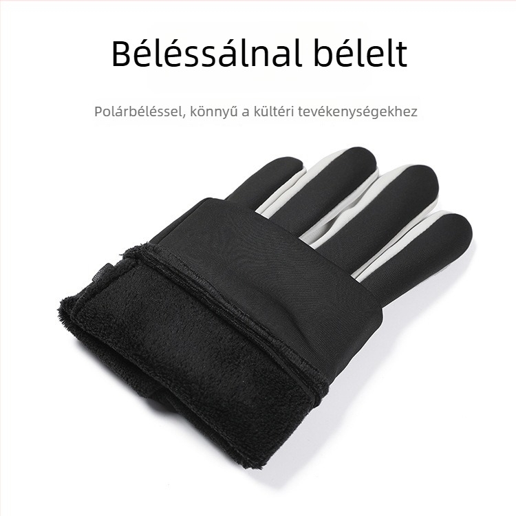 Téli érintőképernyős kesztyűk, uniszex, kerékpárhoz, futáshoz és vezetéshez, szélálló és csúszásmentes, poliészterből