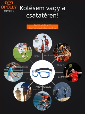 OPOLLY L006 Sport szemüveg, myopia-kompatibilis PC keret, uniszex, cserélhető lencsék, levehető karok