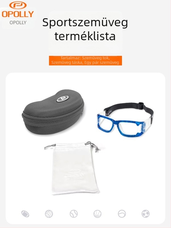 OPOLLY L006 Sport szemüveg, myopia-kompatibilis PC keret, uniszex, cserélhető lencsék, levehető karok