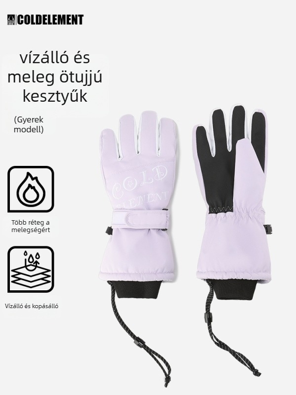 Gyerekeknek való síkesztyűk, 2L anyag, síelésre, nem importált