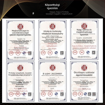 Ágy melletti törölközők és ágynemű zászlók — poliészter szatén csíkos mintával, kínai klasszikus stílus szállodák számára, logóval testre szabható