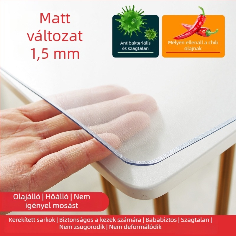 Átlátszó PVC asztal alátét, vízálló, olajálló, hőálló, csúszásmentes, könnyen tisztítható
