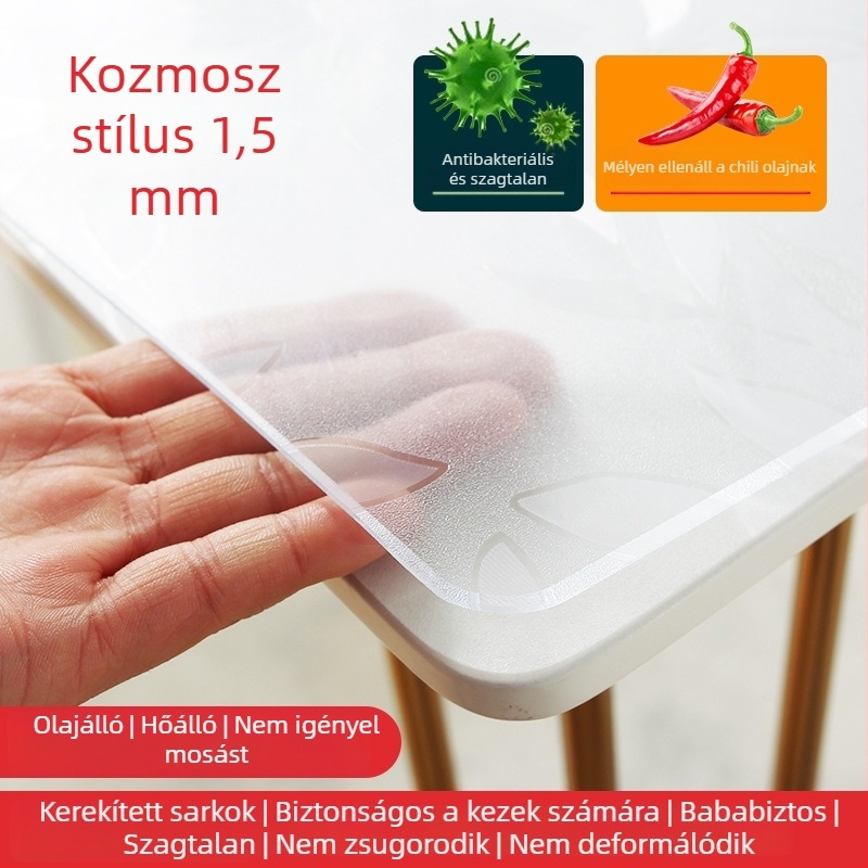 Átlátszó PVC asztal alátét, vízálló, olajálló, hőálló, csúszásmentes, könnyen tisztítható
