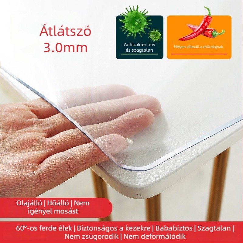 Átlátszó PVC asztal alátét, vízálló, olajálló, hőálló, csúszásmentes, könnyen tisztítható