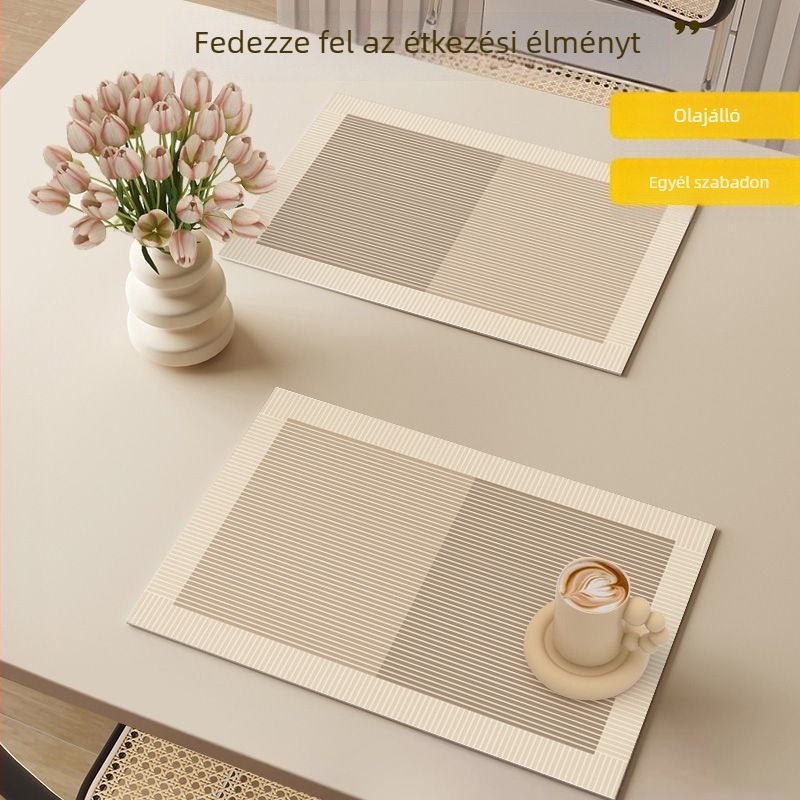 Wabi-Sabi stílusú bőr asztalterítő, vízálló és olajálló, hőálló téglalap alakú, csíkos és geometrikus mintázatú