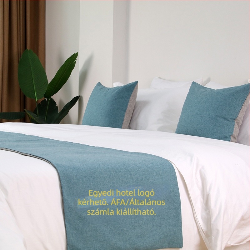 Északi ihletésű, modern, minimalist pamut-linen egyszínű ágytakaró futó szállodákhoz, panziókhoz és modell-szobákhoz