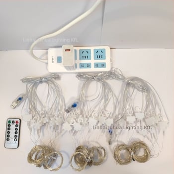 LED függöny fénylánc 300 LED-del, IP68, USB-tápellátás 5V, távirányítós fényerő-szabályozás, 3000K