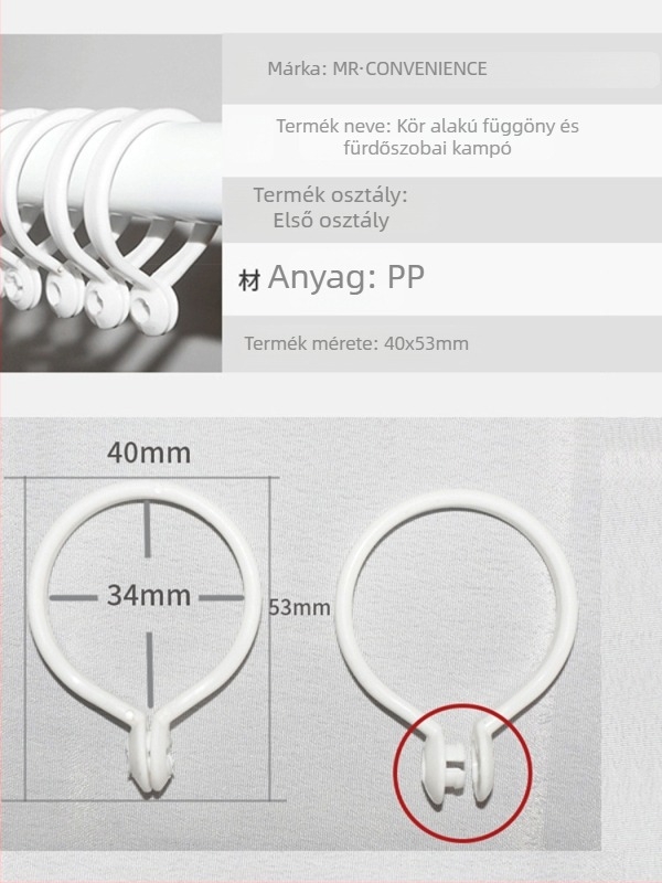 Műanyag függönygyűrűk római rúdhoz – modern minimál stílus