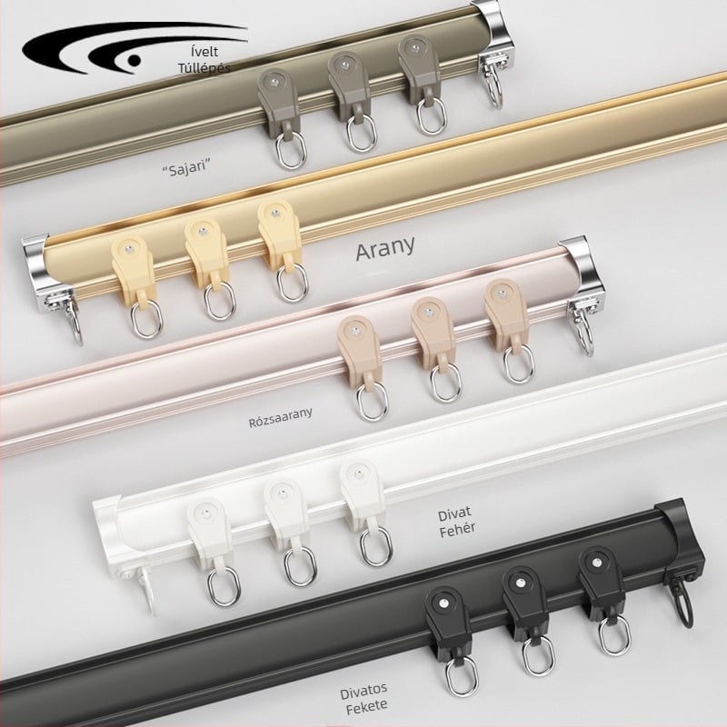 Függöny sín alumíniumötvözetből, ívelt ívű, sarokerkélyhez U- és L-alakú, kézzel görbített, megvastított, függönyhöz, modell 5028, luxus stílus.