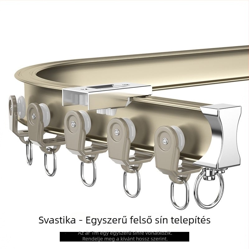 Függöny sín alumíniumötvözetből, ívelt ívű, sarokerkélyhez U- és L-alakú, kézzel görbített, megvastított, függönyhöz, modell 5028, luxus stílus.