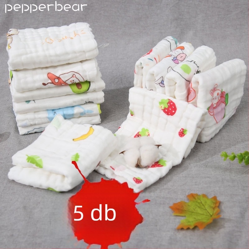 Hatretegű baba géz törölköző, töltet: tiszta pamut, anyag: szuper rost, minta: állatok, alkalmas 1–3 éveseknek