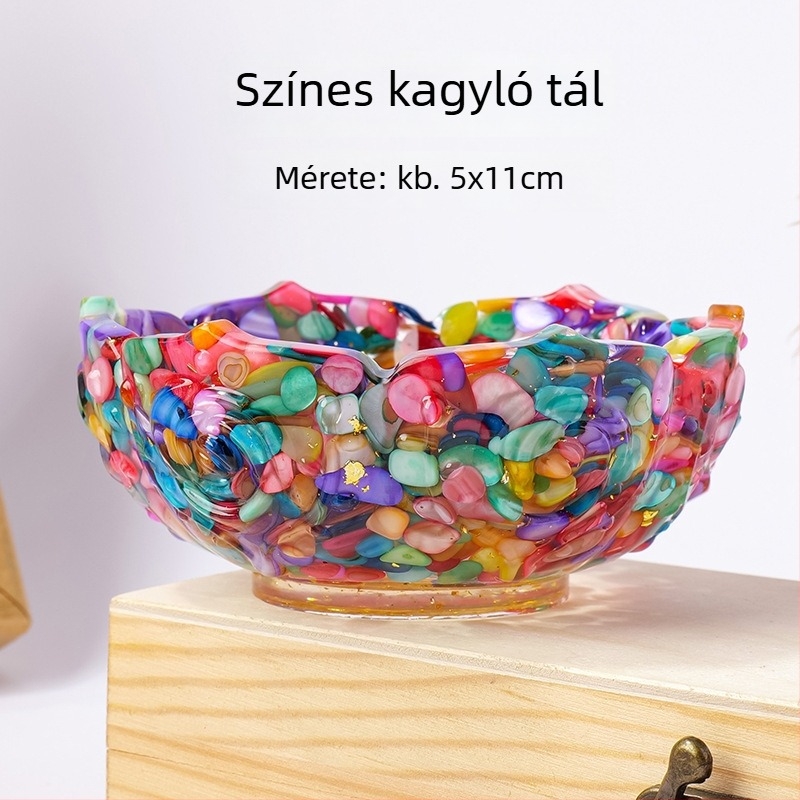 Természetes kristály lótusz tál, kincses tál, gyantás kristály kavics díszítő elem és karkötő tároló doboz