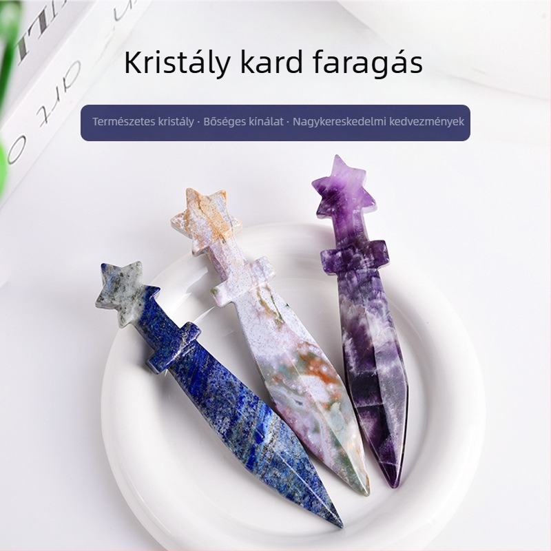 Természetes kristálytőr – faragott darab, polírozott nyers kő, asztali dekoráció