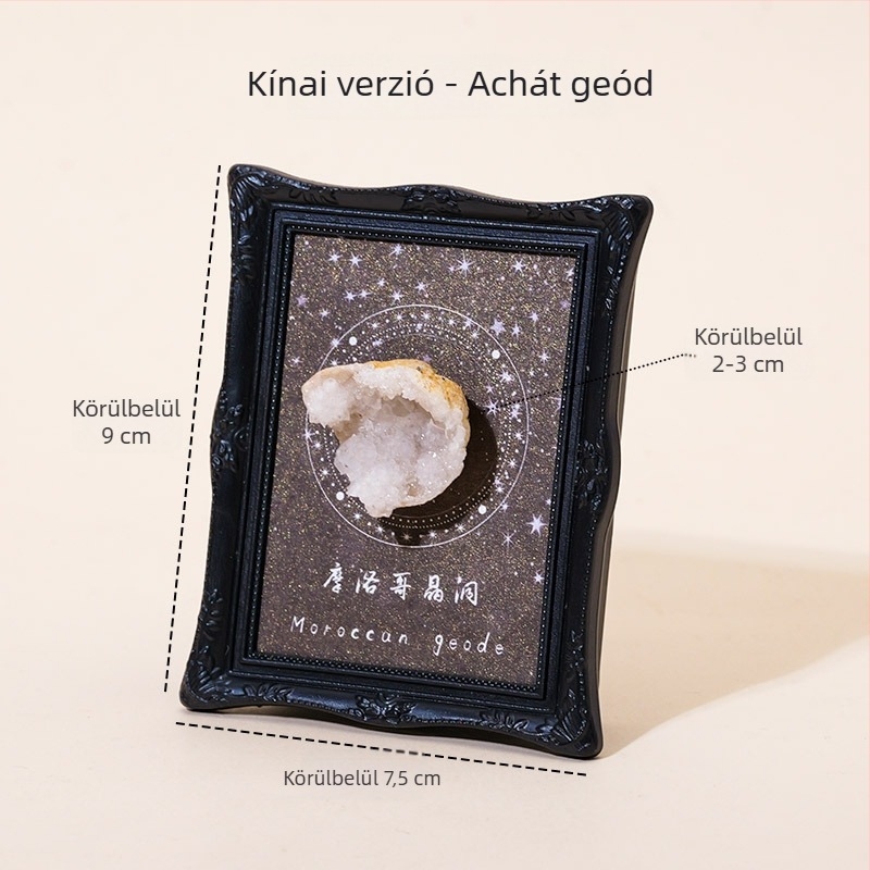Kristály geoda magnetikus dísztárgy – hűtőmágnes és asztali fényképtartó, Runke