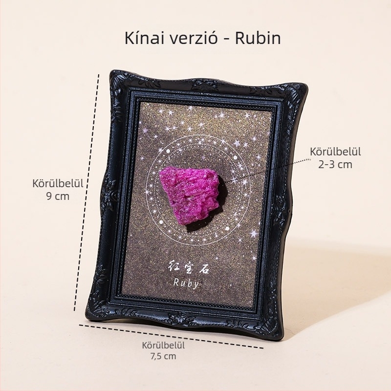Kristály geoda magnetikus dísztárgy – hűtőmágnes és asztali fényképtartó, Runke