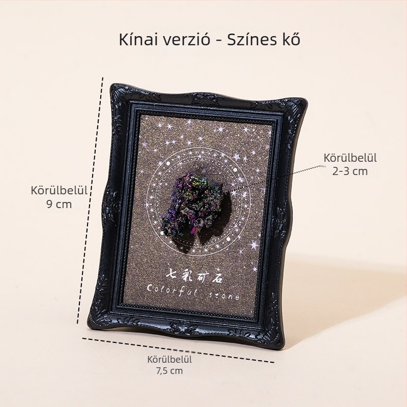 Kristály geoda magnetikus dísztárgy – hűtőmágnes és asztali fényképtartó, Runke