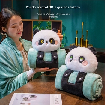 Rajzolt kapibara rolatakaró párnával, 3D flanel takaró irodai pihenéshez, összehajtható, nőknek