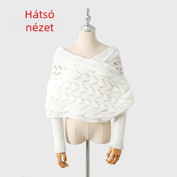 Kötött sál, poliészter, egyszínű mintázat, meleg, Puchang stílus