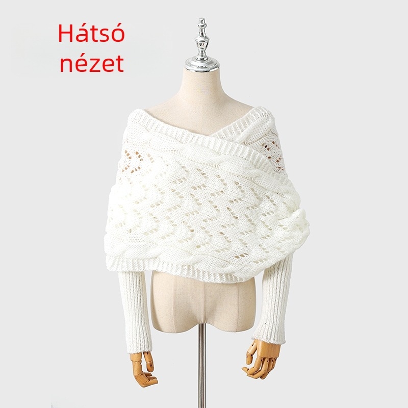 Kötött sál, poliészter, egyszínű mintázat, meleg, Puchang stílus
