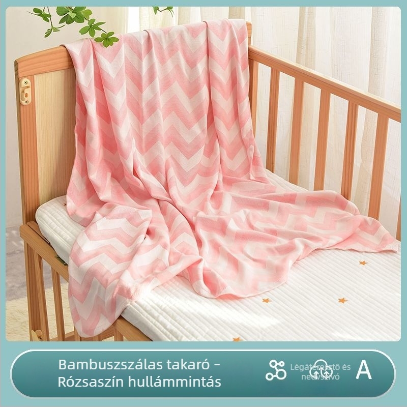 Baba bambuszrost Ice Silk takaró — könnyű nyári alvótakaró 3–6 éves óvodás gyerekeknek