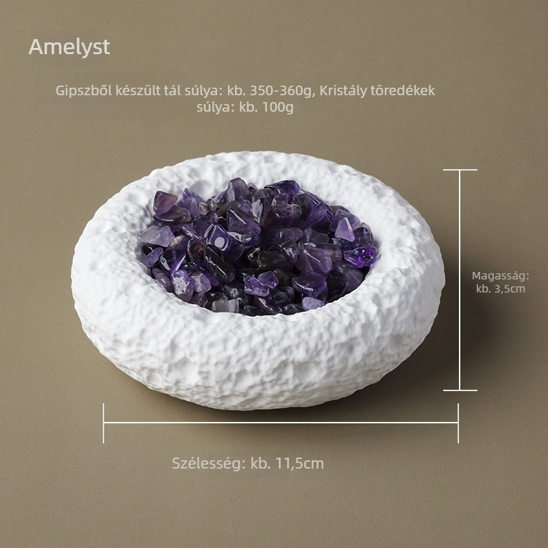 Ametiszt-kristály aromaterápiás tál, geometriai design - Runyangshi márka, kínai stílus