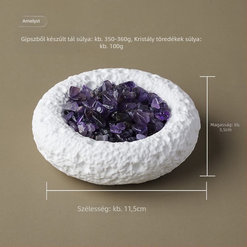 Ametiszt-kristály aromaterápiás tál, geometriai design - Runyangshi márka, kínai stílus