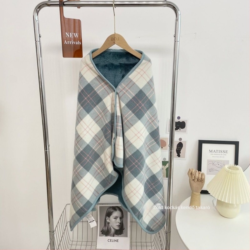 Dívány pléd kettős réteg fleece-béléssel, geometriai mintával, japán stílusú, kanapéra, irodába és kollégiumba
