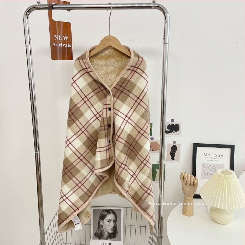 Dívány pléd kettős réteg fleece-béléssel, geometriai mintával, japán stílusú, kanapéra, irodába és kollégiumba